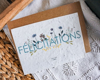 Carte à planter double, Félicitations fleurs