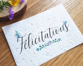 carte à planter Félicitations, carte avec semences, carte mariage, naissance, diplôme, fiançailles