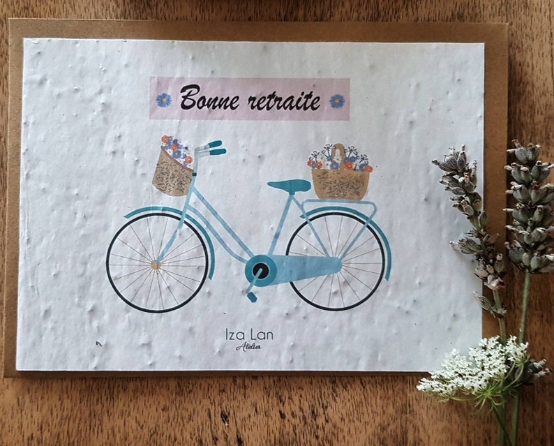 Carte à planter double,Bonne retraite, carte avec semences, carte fleurs, cadeau départ en retraite afbeelding 2