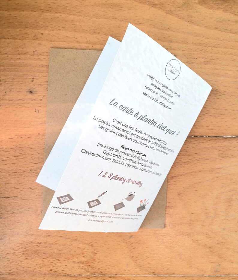 Carte à planter double,Merci de m'aider à grandir, personnalisable avec un prénom, carte nounou, crèche, maitresse, Atsem, Avs. image 4