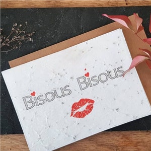 double planting card, kisses kisses card with seeds, planting card, seed card image 1