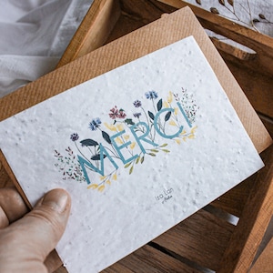 carte à planter double,  Merci fleurs