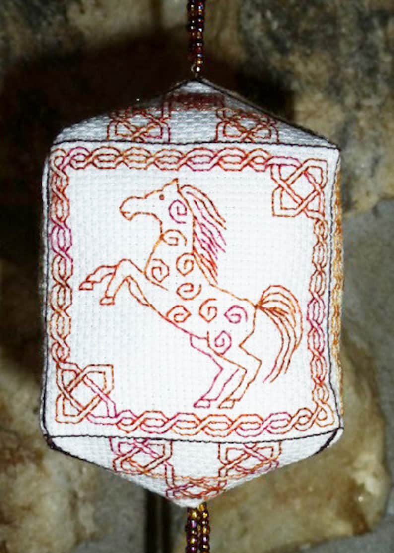 Celtic Horses Blackwork embroidery pattern. Easily finish as a Etsy