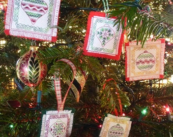 Blackwork Christmas ornaments | Quick to stitch | Perfect card stuffer | PDF pattern.