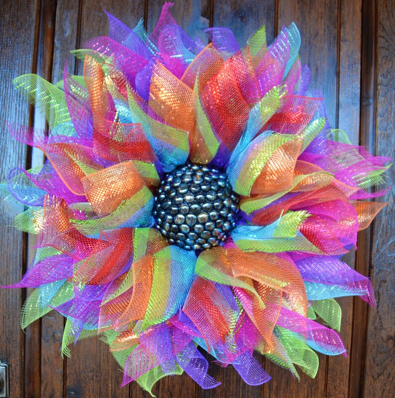 Deco Mesh Flower Door Wreath Wall & House Decor Etsy