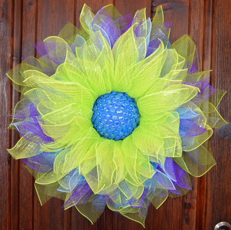Deco Mesh Flower Door Wreath Wall & House Decor Etsy