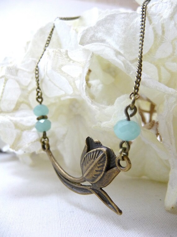 Items similar to Tulip Necklace, Tulip Petal Necklace, Brass Flower