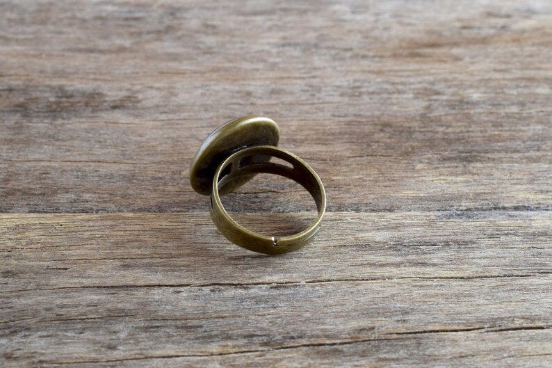 Floral Art nouveau ring Glass dome jewelry Adjustable ring Dainty ring Gift for her AJ 040 Vintage style jewelry Glass ring Brown ring