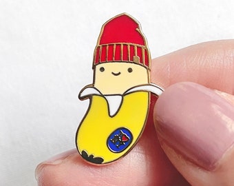 Banana Beanie Enamel Pin // Lapel Pins, Pin Collection, Kawaii pins, Flair // Bumbleanddee