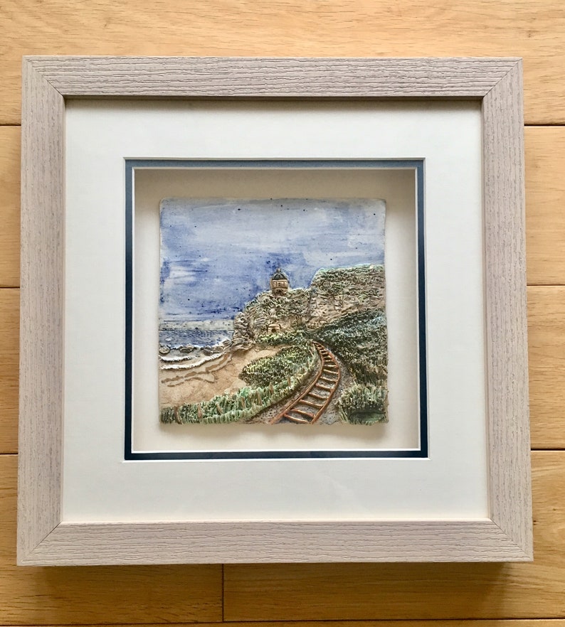 Downhill beach and the Mussenden Temple. Ceramic landscape image 0