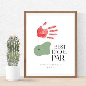 Biglietto d'auguri stampabile per la festa del papà "Best Dad by Par" / Biglietto d'auguri stampabile per la festa del papà "Golf" / Biglietto con impronta della mano per bambini per la festa del papà / Regali per papà golfisti
