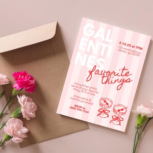 Galentine es Day Lieblings Dinge Einladung | Herunterladbare Canva Vorlage für Galentine's Day Party | Lieblings Dinge Party Einladung