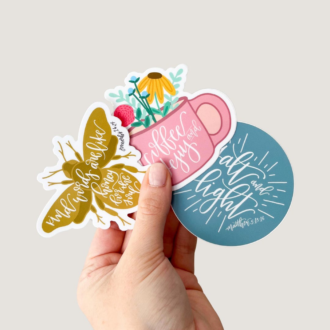 Christian Stickers | Coffee, Salt Light, Bee Scripture Decor ...