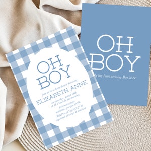 Baby Boy Gingham blau Baby Shower Einladung