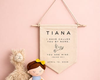 Personalized Baby Dedication Gift Children's Baptism Keepsake Banner Bible Verse Nursery Decor