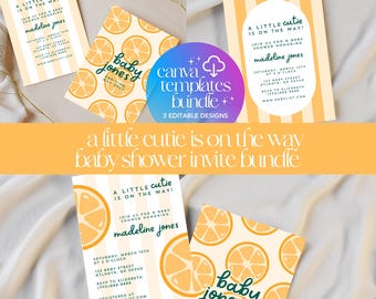 Citrus Baby Shower Invite Template Party Invitation Cutie Themed Printable Digital Download Gender Neutral Orange Fruit Card