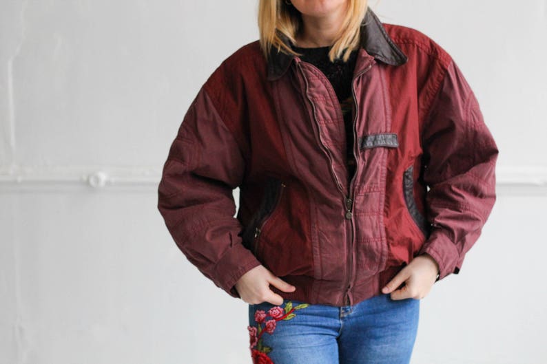 Brown Bomber jacket Zip up jacket Vintage bomber 80s bomber,Cropped jacket Medium Womens Bomber CAMEL bomber jacket Oversize jacket