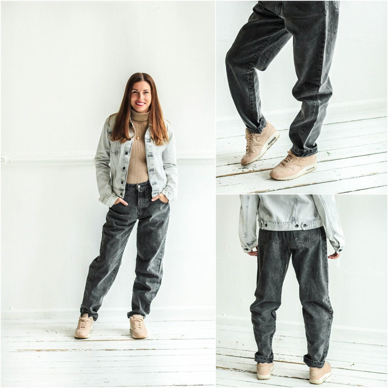Relaxed boyfriend fit Medium W30 Dark gray jeans Vintage Grey denim pants