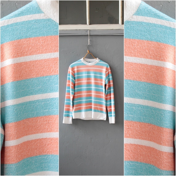 Striped terrycloth pullover, 90s Sport jumper, Bab