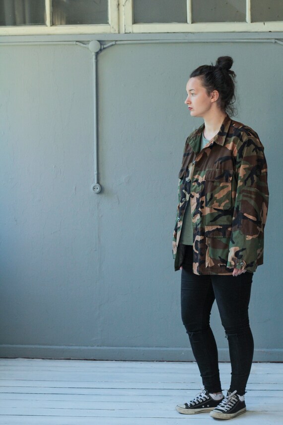 Camouflage Femme Kaki S 90 Veste Armée Vintage xRgOf07