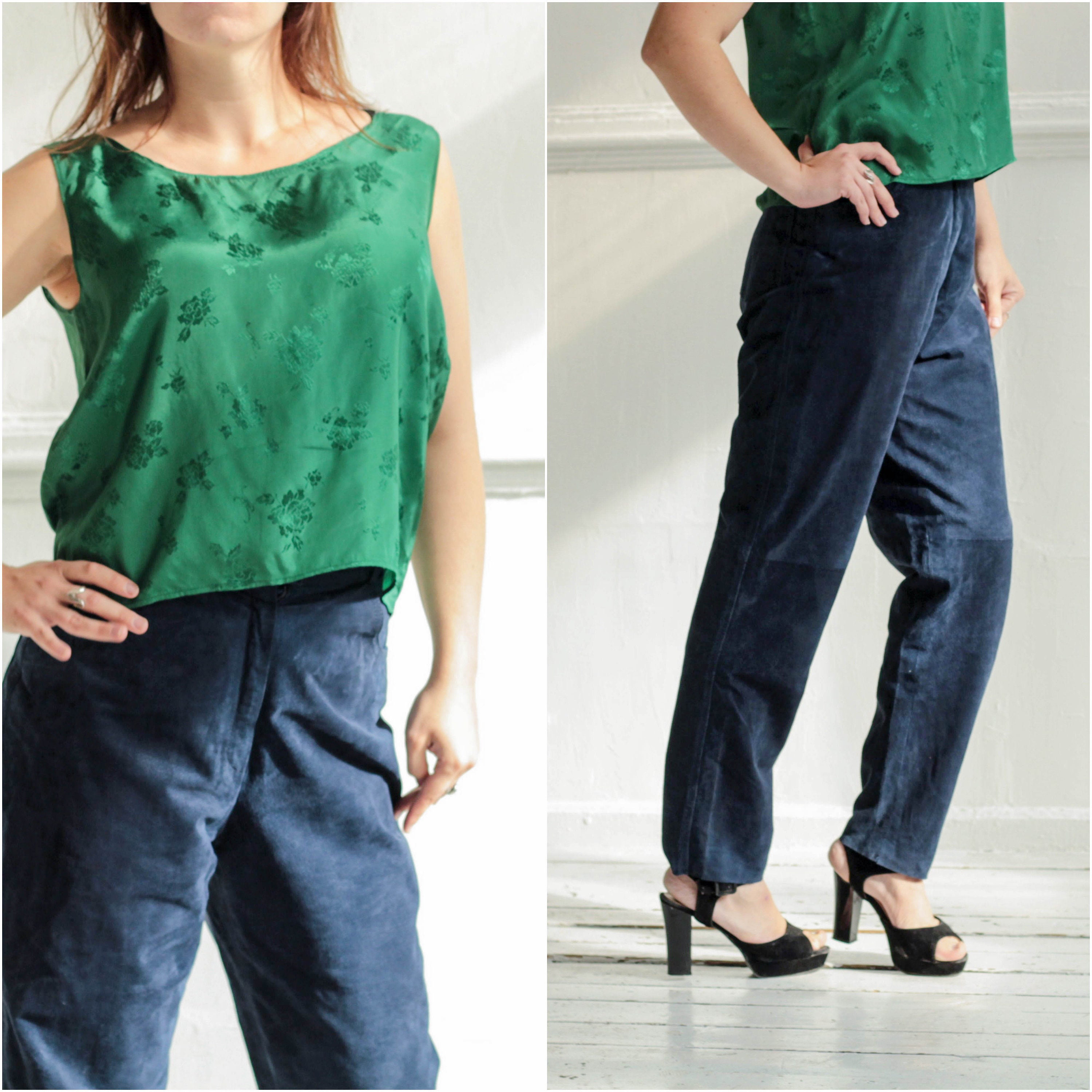 Blue Suede Pants Vintage Leather Pants 