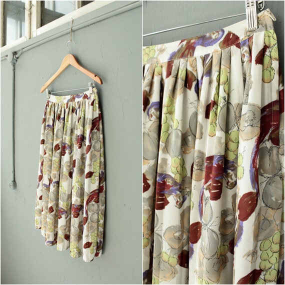 Fruit print skirt, Pastel A line skirt, Colorful s