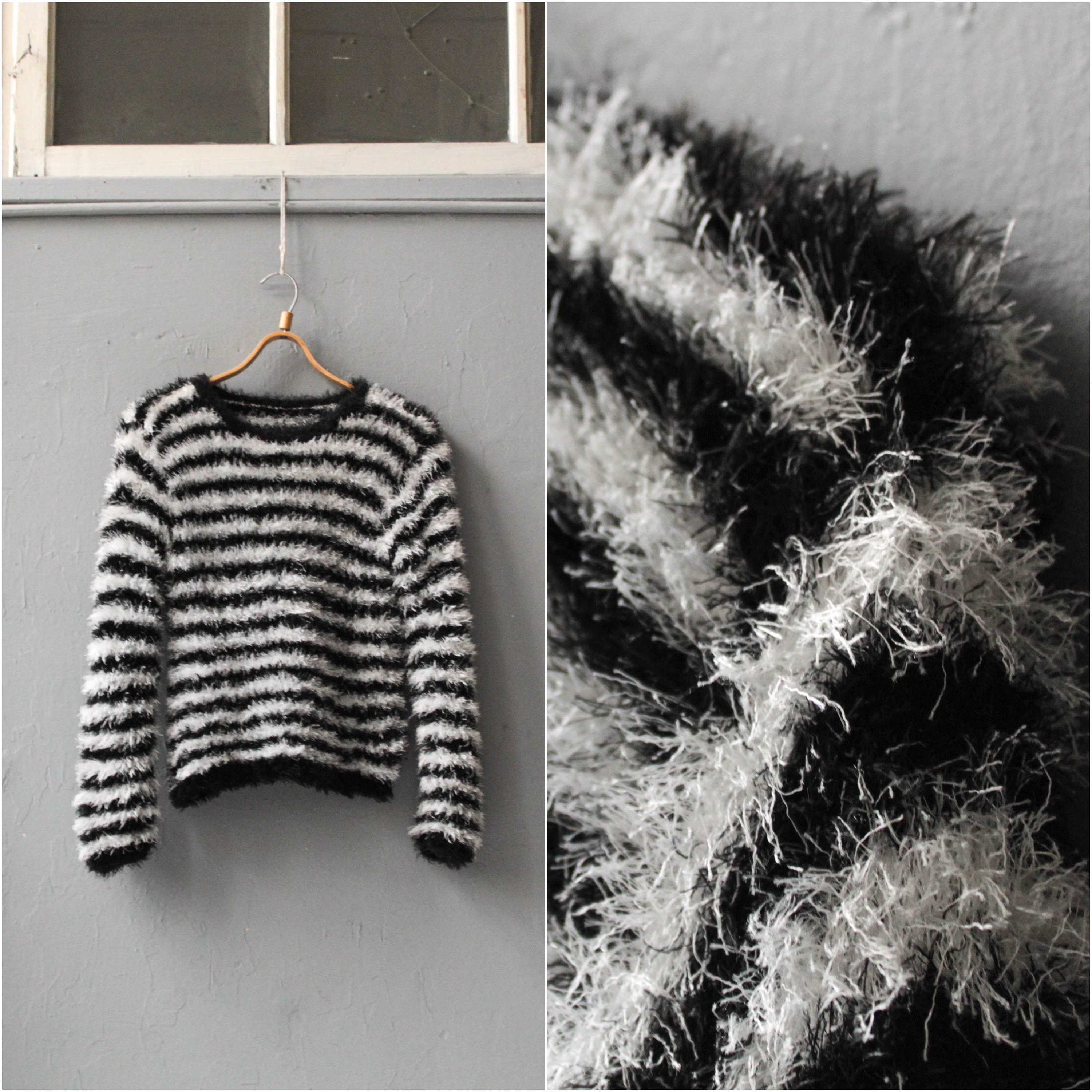 striped fuzzy sweater