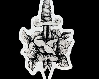 Dagger Rose Sticker