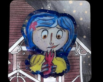 Coraline Watercolor Art Pin: Acrylic Brooch