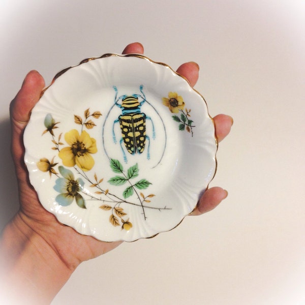 Garden Flower Beetle Decorative Ceramic Plate