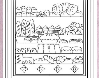 Download Bakery Coloring Page Etsy