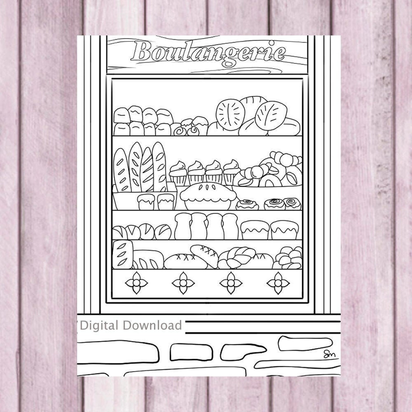 French Bakery Coloring Page Digitial Download - Etsy