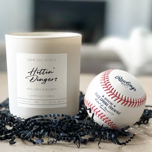 Hittin&#39; Dingers Baseball Candle - Apple, Maple & Bourbon - Baseball Gifts, Unique Gifts, Sports Gifts, Baseball Player, Baseball Coach