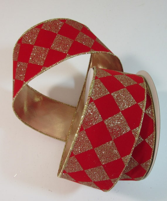 10 yards 4 Inch Wired Ribbon Farrisilk Ribbon Red Glitter Ribbon Stripe Wired Ribbon Glitter Wired Ribbon Red Ribbon Quality Ribbon