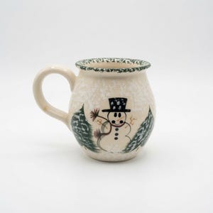 Vintage Patton Handmade Stoneware Snowman Christmas Mug | Costa Mesa CA Pottery | Holiday Coffee Cup