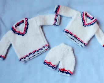 Tennis Anyone?  Hand knit doll clothes
