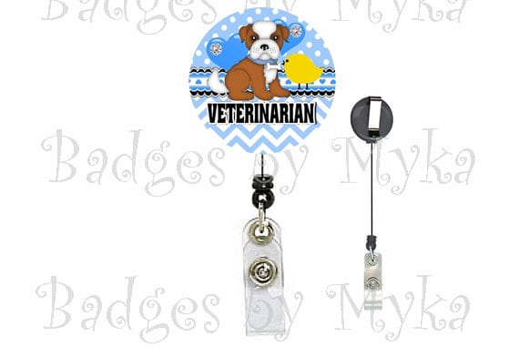 Retractable ID Badge Holder - Veterinarian
