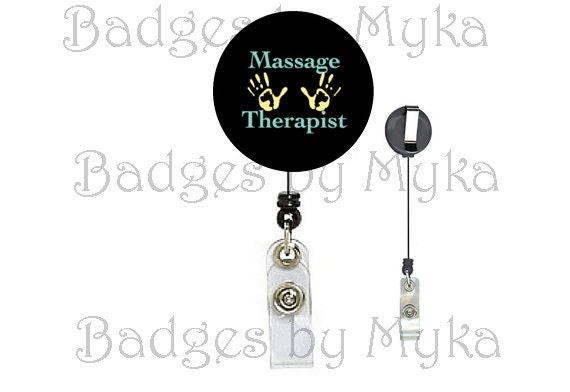 Retractable ID Badge Holder - Massage Therapist