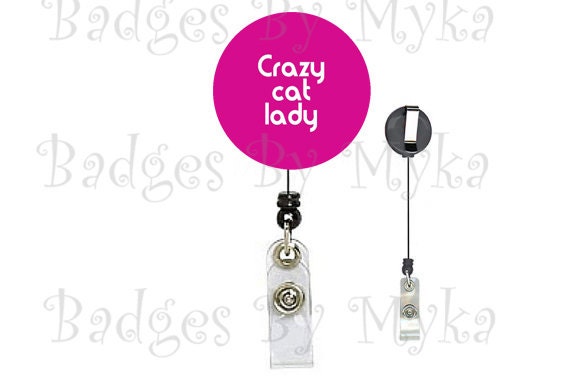 Retractable ID Badge Holder - Crazy Cat Lady