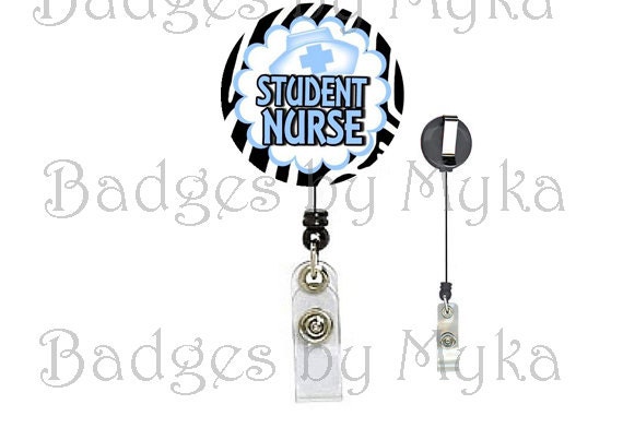 Retractable ID Badge Holder - Student Nurse (Zebra)