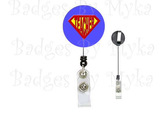 Retractable ID Badge Holder - Superman Teacher