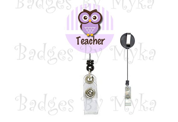 Retractable ID Badge Holder - Owl Eyes Teacher
