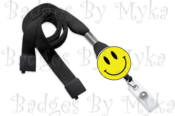 Retractable ID Badge Lanyard-Smiley Face Lanyard