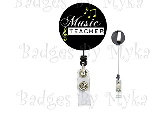 Retractable ID Badge Holder -Music Teacher