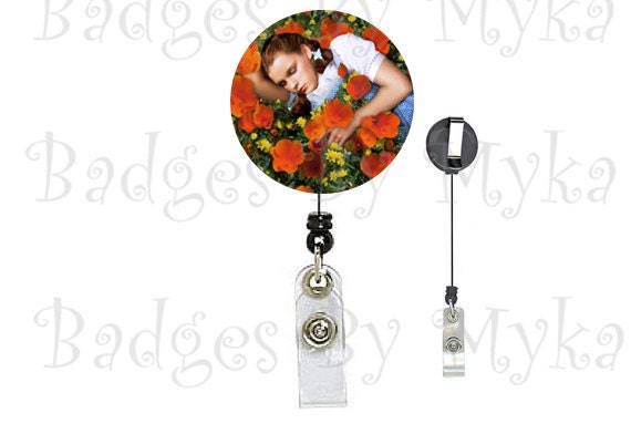 Retractable ID Badge Holder - Poppy Field and Dorothy