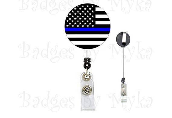 Retractable ID Badge Holder - Blue Line