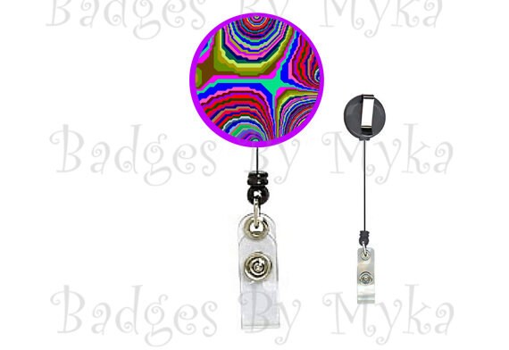 Retractable ID Badge Holder -Retro Funk