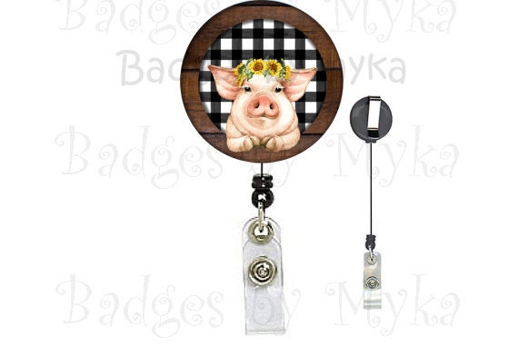 Retractable ID Badge Holder - Pig