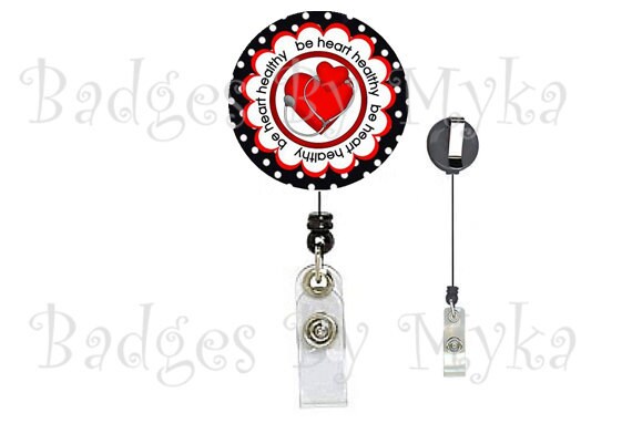 Retractable ID Badge Holder - Heart Nurse
