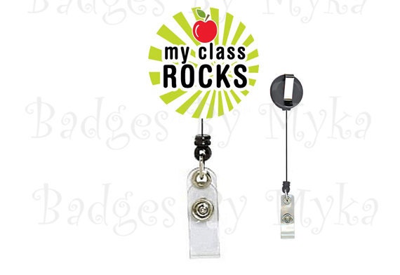 Retractable ID Badge Holder - My Class Rocks